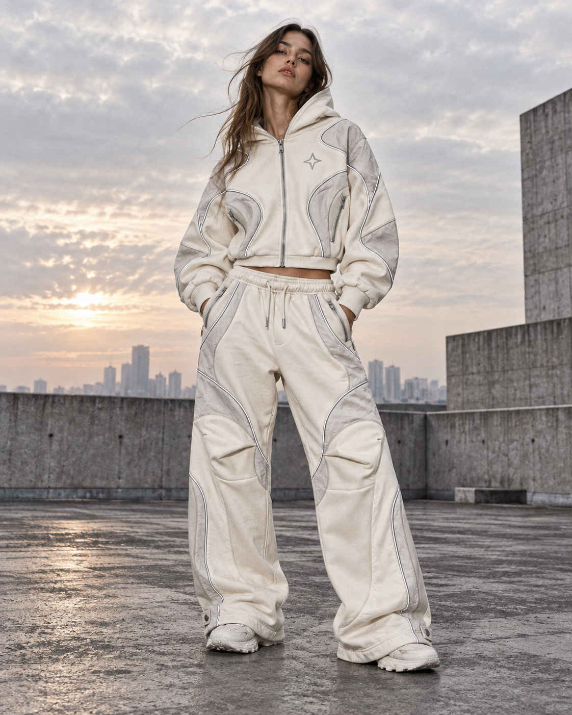 Campagne UNRULED avec le tracksuit ivoire